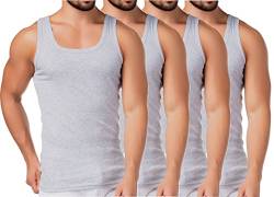 BestSale247 4 Stück Herren Classic Unterhemd -Tank Top - Supergekämmte 100% Baumwolle(Grau-Melange, 7 | XL) von BestSale247