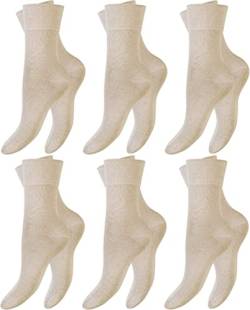 BestSale247 6 Paar Damen Diabetiker Socken mit Komfortbund ohne Gummi & ohne Naht gekämmte Bio-Baumwollle (Ecru, 35-38) von BestSale247