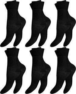 BestSale247 6 Paar Damen Diabetiker Socken mit Komfortbund ohne Gummi & ohne Naht gekämmte Bio-Baumwollle (Schwarz, 35-38) von BestSale247