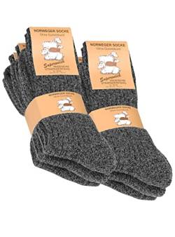 BestSale247 6 Paar Damen & Herren Norweger Socken aus Wolle ohne Gummibund Wintersocken mit Plüschsohle (6 Paar Dunkelgrau, 39-42) von BestSale247