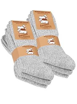 BestSale247 6 Paar Damen & Herren Norweger Socken aus Wolle ohne Gummibund Wintersocken mit Plüschsohle Grau Anthrazit (6 Paar/Hellgrau, 43-46) von BestSale247
