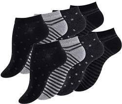 BestSale247 8 Paar Damen Mädchen Motiv Sneaker Socken (8 Paar/Dot Stripe, 35-38) von BestSale247