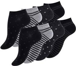 BestSale247 8 Paar Damen Mädchen Motiv Sneaker Socken Baumwolle - Viele trendige Farben (DE/NL/SE/PL, Numerisch, 39, 42, Regular, Regular, Farbenmix 3) von BestSale247