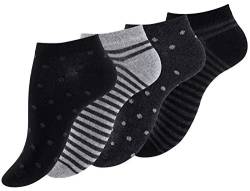 BestSale247 8 Paar Damen Mädchen Sneaker Socken mit gekämmte Baumwolle (8 Paar/Schwarz - Grau, 35-38) von BestSale247