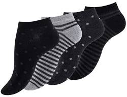 BestSale247 8 Paar modische Damen Mädchen Sneaker Socken Füßlinge Baumwolle (8 Paar/Schwarz-Grau, 39-42) von BestSale247