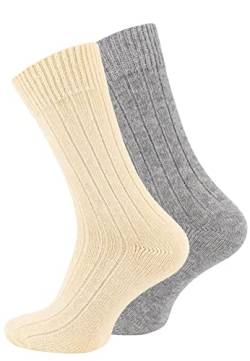 BestSale247 Alpaka Socken, Wollsocken für Damen und Herren (2 Paar/Ecru Grau, 35-38) von BestSale247