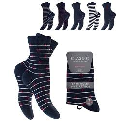 BestSale247 Damen Mädchen 10 Paar Socken mit Komfortbund aus Baumwolle (Marine-Rot-Weiss / 10 Paar, 39-42) von BestSale247