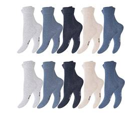 BestSale247 Damen Mädchen Baumwolle Socken (10 Paar) Komfortbund ohne Gummibund (10 Paar | Hellbraun Jeansblau Grau, 35-38) von BestSale247