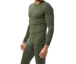 BestSale247 Herren Thermo Unterhemd Innenfleece warmes Winter Unterwäsche Langarm Baumwolle (Olive, L) von BestSale247