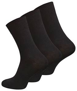 BestSale247 Markenqualität Damen & Herren Diabetiker Socken (6 Paar) mit Komfortbund ohne Gummi & ohne Naht gekämmte Baumwollle (Schwarz, 39-42) von BestSale247