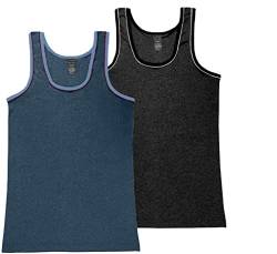 BestSale247 Unterhemden Herren Tank Top 2er Pack Achselhemden Feinripp ohne Nähte (Anthrazit-Dunkelblau Melange, L) von BestSale247