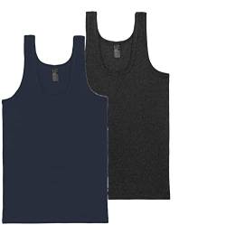 BestSale247 Unterhemden Herren Tank Top 2er Pack Achselhemden Feinripp ohne Nähte (Dunkelblau Anthrazit-Melange, 3XL) von BestSale247