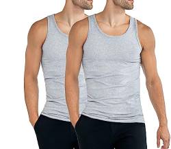 BestSale247 Unterhemden Herren Tank Top 2er Pack Achselhemden Feinripp ohne Nähte (Grau, 10 / 4XL) von BestSale247