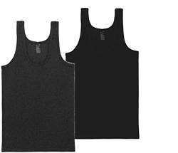 BestSale247 Unterhemden Herren Tank Top 2er Pack Achselhemden Feinripp ohne Nähte (Schwarz-Anthrazit Melange, XXL) von BestSale247