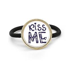 Kiss Me Haargummi mit niedlichem Zitat, handschriftlicher Stil, Metall, silberfarben von Bestchong