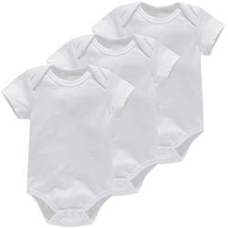 Bestele Baby Bodys, Baby Body set Kurzarm für Jungen und Mädchen Neugeborene Unisex, Baumwolle mit Aufdruck Sprüchen Weiß Baby Bodys 0-3 3-6 -6-9 9-12 12-18 18-24 Monate (3*Weiß, 12-18 Monate) von Bestele