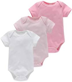 Bestele Baby Bodys, Baby Body set Kurzarm für Jungen und Mädchen Neugeborene Unisex, Baumwolle mit Aufdruck Sprüchen Weiß Baby Bodys 0-3 3-6 -6-9 9-12 12-18 18-24 Monate (Pure Color G, 3-6 Monate) von Bestele