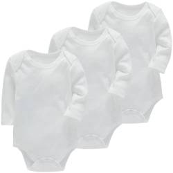 Bestele Baby Bodys, Baby Body set Langarm für Jungen und Mädchen Neugeborene Unisex, Baumwolle mit Aufdruck Sprüchen Weiß Baby Bodys 0-3 3-6 -6-9 9-12 12-18 18-24 Monate (3*Set 6 LI, 0-3 Monate) von Bestele