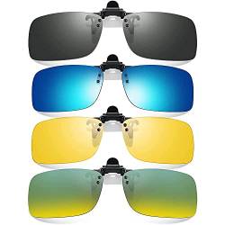 Bestevery 4 Stück Polarisierte Brille Clip, Polarisationsbrille Clip, Sonnenbrille Clip, Randlose Myopie Sonnenbrille, Für Tag Und Nachtsicht, Blendfrei, Passt Über Verschreibungspflichtige Brillen von Bestevery