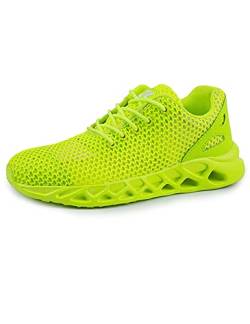 Bestgift Herren Schuhe Atmungsaktiv Mesh Freizeitschuhe Sport Reise Schuhe Bequem Joggingschuhe, leuchtend grün, 39 EU von Bestgift