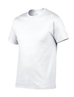 Bestgift Herren T-Shirt Kurzarm Baumwolle Tee Solide Farbe Basic Shirt Tops Weiß XXL von Bestgift