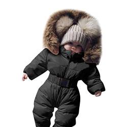 Bestgift Unisex Baby Säugling Kleinkind Winter Schneeanzüge Strampler mit Kapuze Overall Jacke Gr. 12-18 Monate, Schwarz von Bestgift