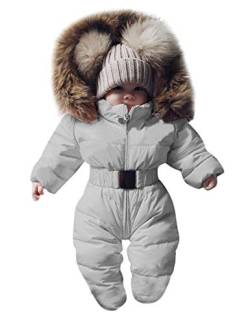 Bestgift Unisex Baby Säugling Kleinkind Winter Schneeanzüge Strampler mit Kapuze Overall Jacke Gr. 12-18 Monate, weiß von Bestgift