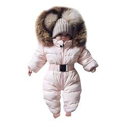 Bestgift Unisex Baby Säugling Kleinkind Winter Schneeanzüge Strampler mit Kapuze Overall Jacke Gr. 18-24 Monate, rose von Bestgift