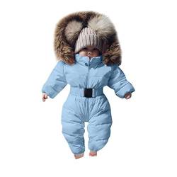 Bestgift Unisex Baby Säugling Kleinkind Winter Schneeanzüge Strampler mit Kapuze Overall Jacke Gr. 3-6 Monate, hellblau von Bestgift