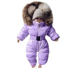 Bestgift Unisex Baby Säugling Kleinkind Winter Schneeanzüge Strampler mit Kapuze Overall Jacke Gr. 3-6 Monate, violett von Bestgift