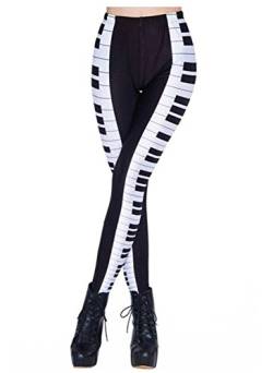 Bestland Damen Legging Tattoo Leggins Sterne Print Style Comic Elastische Stretch Strumpfhose Hüfthose Skinny Hose Enge (#9) von Bestland