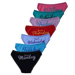 Bestmaple 7 Pack Damen Unterhosen Baumwolle Unterwäsche Damen Panties Wochentage Bedruckte Slips (L) von Bestmaple