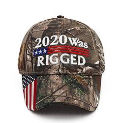 Bestmaple Donald Trump President Cap 2020 was Rigged Betrug MAGA Hat American Flag Baseball Caps 3D-Stickerei, camouflage von Bestmaple