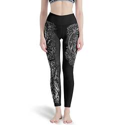 Wikinger Odin Baum des Lebens Damen Yogahosen Sporthose Lange Hohe Taille Blinkdicht Yoga Leggings Fitnesshose Laufhose Freizeithose Gym Workout Leggings White Large von Bestwe