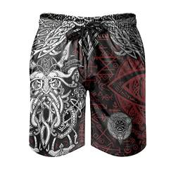 Wikinger Odin Runen Badehose für Herren Jungen Badeshorts Kurz Schnelltrockend Beachshorts Boardshorts Strandhose Sporthose Freizeitshorts White XL von Bestwe