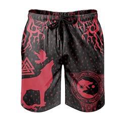 Wikinger Runen Wolf Badehose für Herren Jungen Badeshorts Kurz Schnelltrockend Beachshorts Boardshorts Strandhose Schwimmhose Freizeitshorts White XL von Bestwe