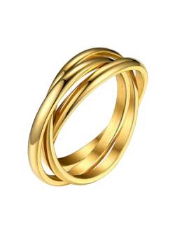 Bestyle 3er Ring Edelstahl Wickelring Damen Rolling Rings Fingerring Ehering Verlobungsring Ring Für Frauen Gold 49.3(15.7) von Bestyle