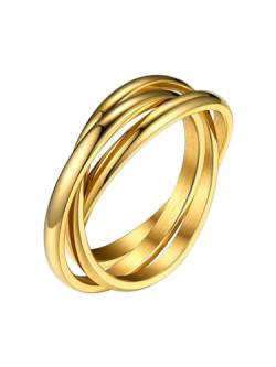 Bestyle 3er Ring Edelstahl Wickelring Damen Rolling Rings Fingerring Ehering Verlobungsring Ring Für Frauen Gold 51.9(16.5) von Bestyle