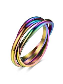Bestyle 3er Ring Edelstahl Wickelring Damen Rolling Rings Fingerring Ehering Verlobungsring Ring Für Frauen Regenbogenfarben 57(18.1) von Bestyle