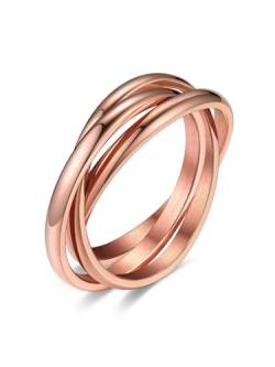 Bestyle 3er Ring Edelstahl Wickelring Damen Rolling Rings Fingerring Ehering Verlobungsring Ring Für Frauen Rosegold 59.5(18.9) von Bestyle