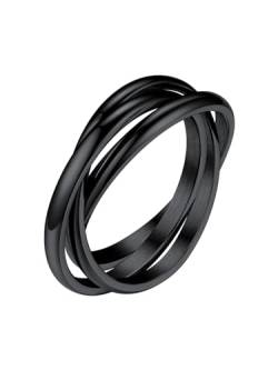 Bestyle 3er Ring Edelstahl Wickelring Damen Rolling Rings Fingerring Ehering Verlobungsring Ring Für Frauen Schwarz 46.8(14.9) von Bestyle