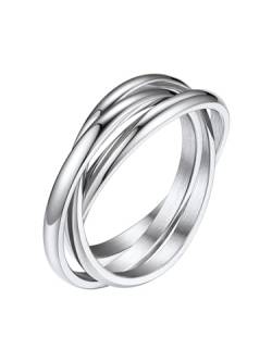 Bestyle 3er Ring Edelstahl Wickelring Damen Rolling Rings Fingerring Ehering Verlobungsring Ring Für Frauen Silber 67.2(21.4) von Bestyle