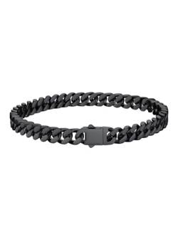 Bestyle 5mm Panzerkette Armband Herren Schwarz Cuban Armbänder Edelstahl breits massives kubanisches Armkette Hip Hop Bracelet 23cm lang Geschenk für Männer Jungen Damen von Bestyle