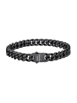 Bestyle Armband Herren Edelstahl Panzer Handkette Schwarz 7mm Hip-Hop Armkette 19cm kubanische Gliederkette Armbänder mit Gravur Personalisiertes Geschenk für Jungs Frauen von Bestyle