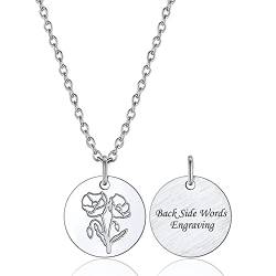 Bestyle August Geburtsmonat Halskette mit Geburtsblume Anhänger Klatschmohn Personalisiertes Geburtstag Geschenk für Frauen Herren von Bestyle