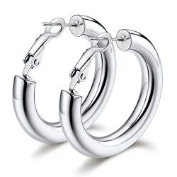 Bestyle Creolen Edelstahl Damen große Clip Ohrringe Rund vergoldet Hoop Earrings 80mm Helix Piercings Hypoallergen Ohrschmuck mit Geschenkbox von Bestyle