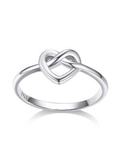 Bestyle Damen Herzring 925 Silber Ehering Partnerring Verlobungsring Trauring Infinity Herz Silberringe, Hochzeit Valentinstag Schmuck Accessoire, Weißgold, Ringgröße 54 von Bestyle