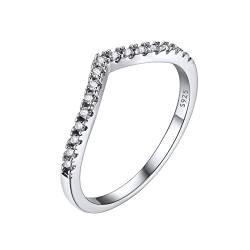 Bestyle Damen Ring Funkelnder Wunschring Eternity Ring Ewigkeitsringe Vorsteckring Schmal Silber 925 Zirkonia 1,7mm Verlobungsringe Eheringe Trauringe Memoire Ring 48 von Bestyle