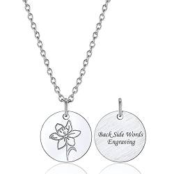 Bestyle Dezember Geburtsmonat Halskette mit Geburtsblume Anhänger Narzisse Personalisiertes Geburtstag Geschenk für Frauen Herren von Bestyle