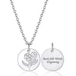 Bestyle Februar Geburtsmonat Halskette mit Geburtsblume Anhänger Veilchen Personalisiertes Geburtstag Geschenk für Frauen Herren von Bestyle